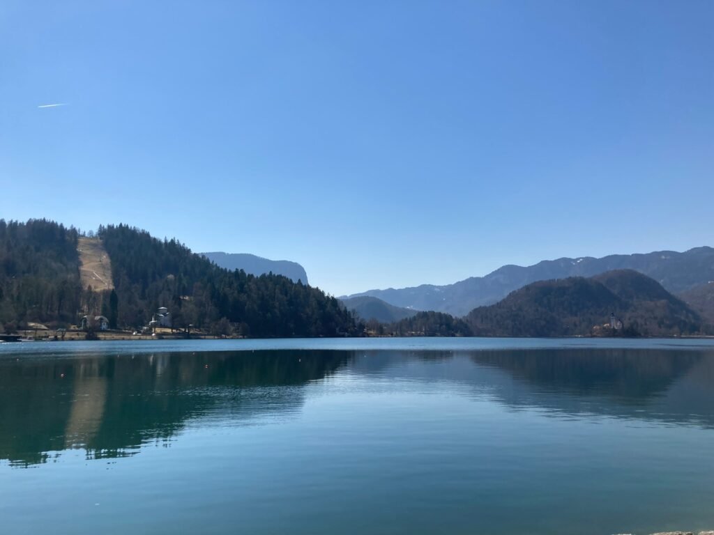 a large body of water surrounded by mountains